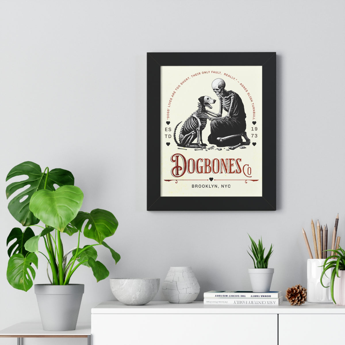 DOGBONES Logo with Turnbull Quote Framed Vertical Poster