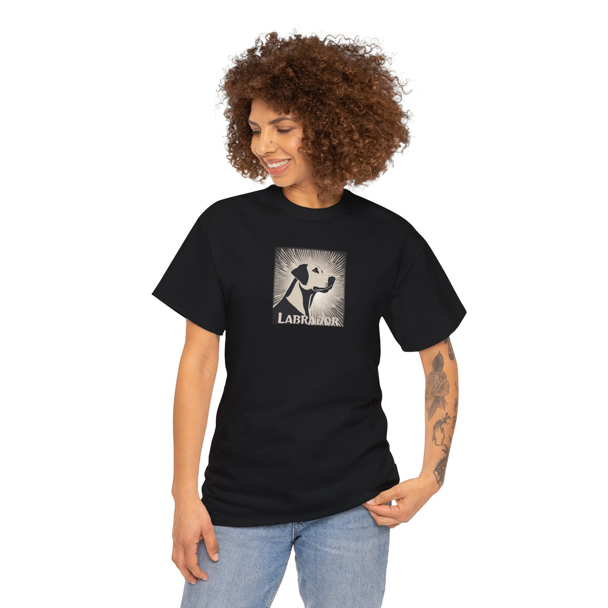 LABRADOR Sunburst Art Deco Style Unisex Heavy Cotton Tee
