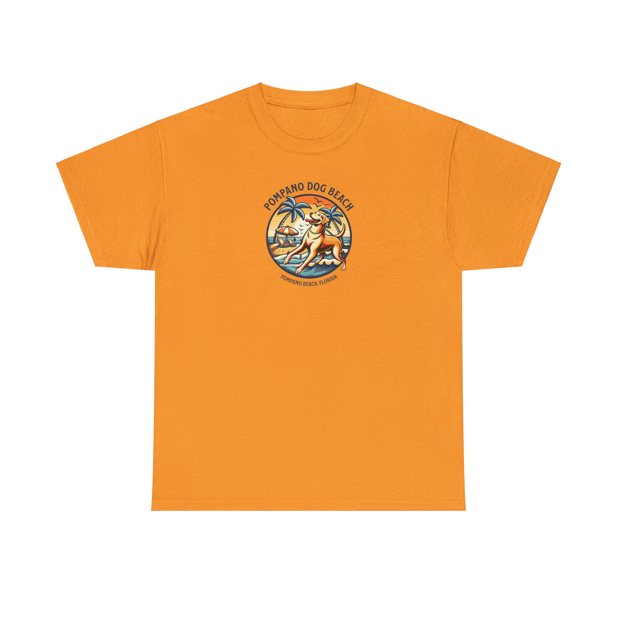 YELLOW LAB POMPANO DOG BEACH Unisex Heavy Cotton Tee
