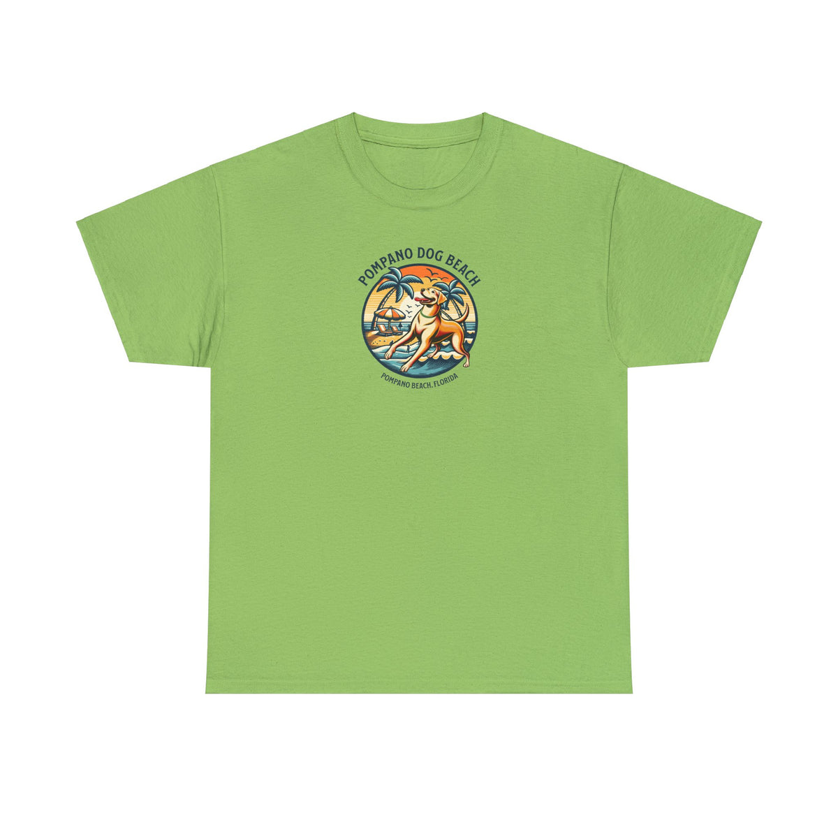 YELLOW LAB POMPANO DOG BEACH Unisex Heavy Cotton Tee
