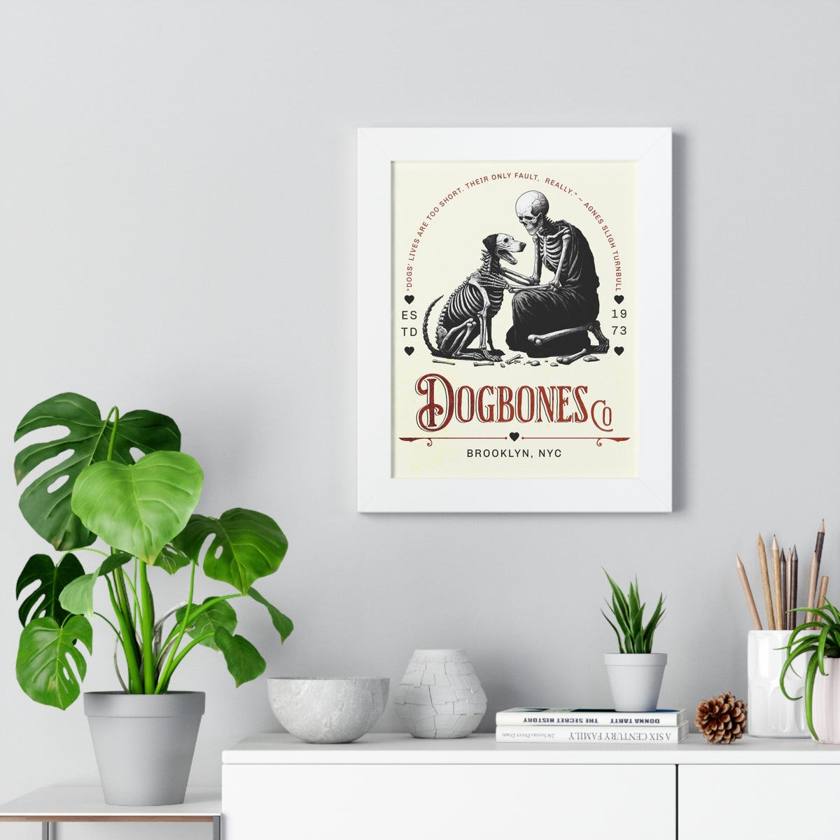 DOGBONES Logo with Turnbull Quote Framed Vertical Poster