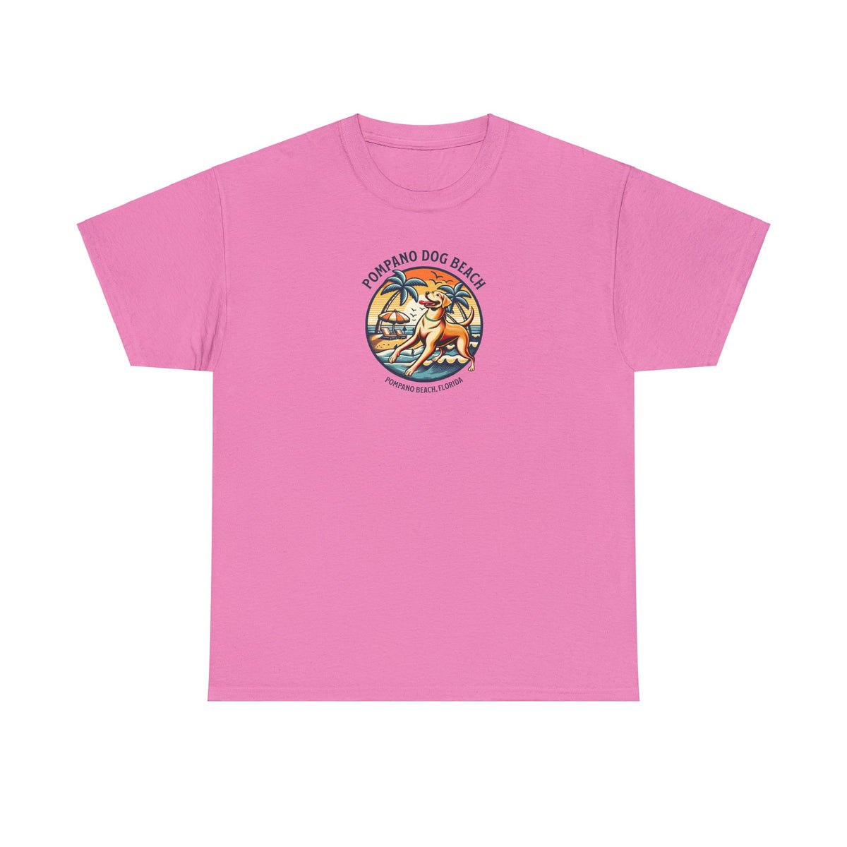 YELLOW LAB POMPANO DOG BEACH Unisex Heavy Cotton Tee