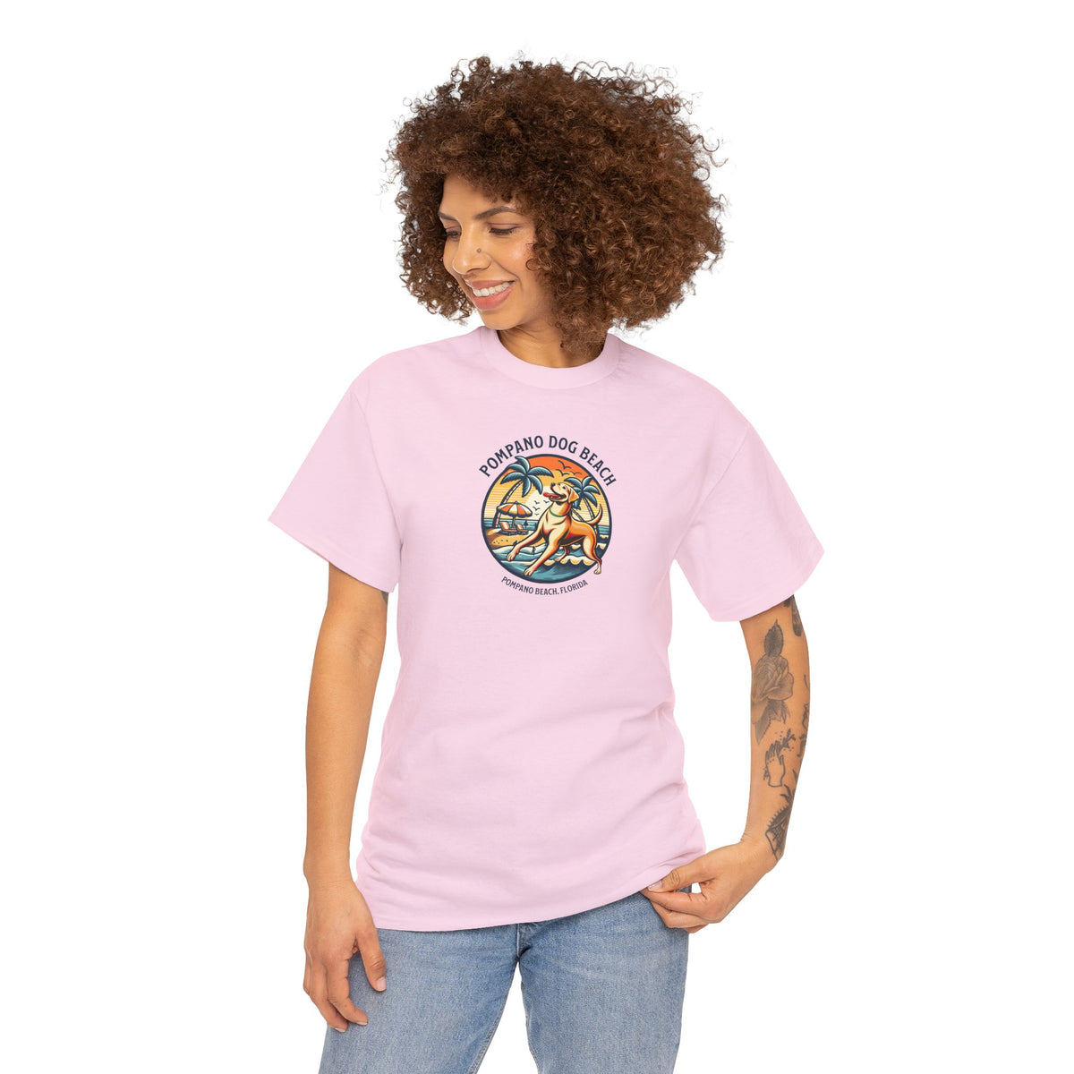 YELLOW LAB POMPANO DOG BEACH Unisex Heavy Cotton Tee