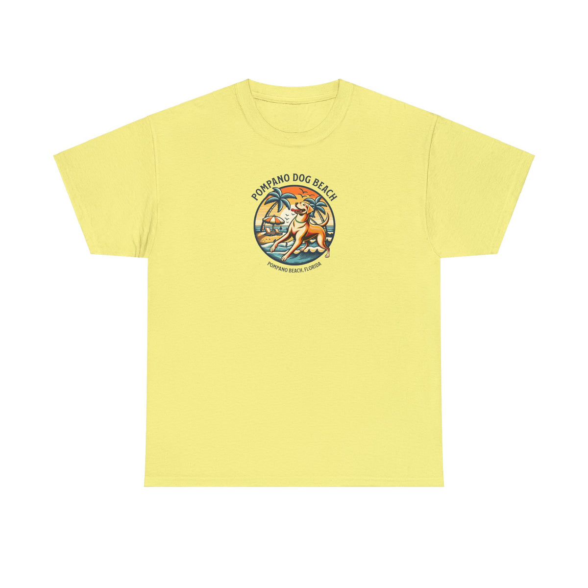YELLOW LAB POMPANO DOG BEACH Unisex Heavy Cotton Tee