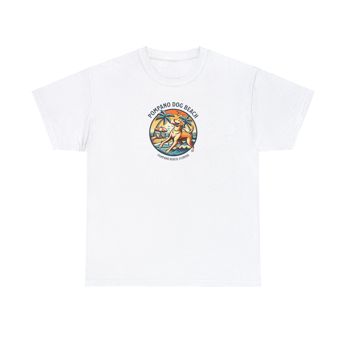 YELLOW LAB POMPANO DOG BEACH Unisex Heavy Cotton Tee