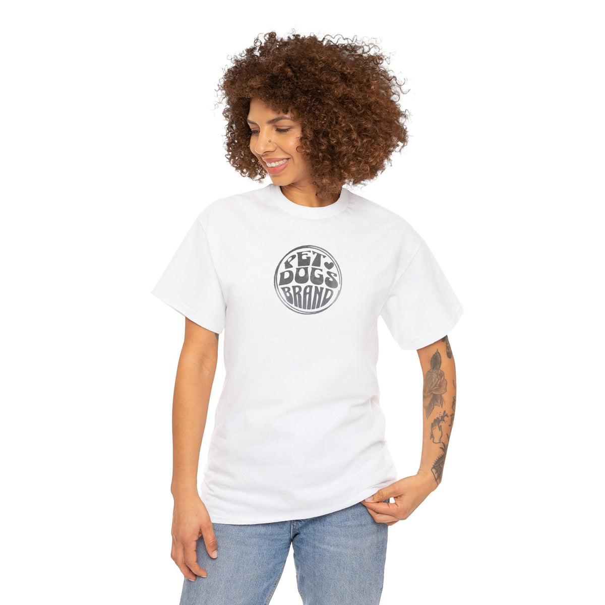 PET DOGS BRAND Black Logo Fisheye Lens Retro Style Unisex Heavy Cotton Tee