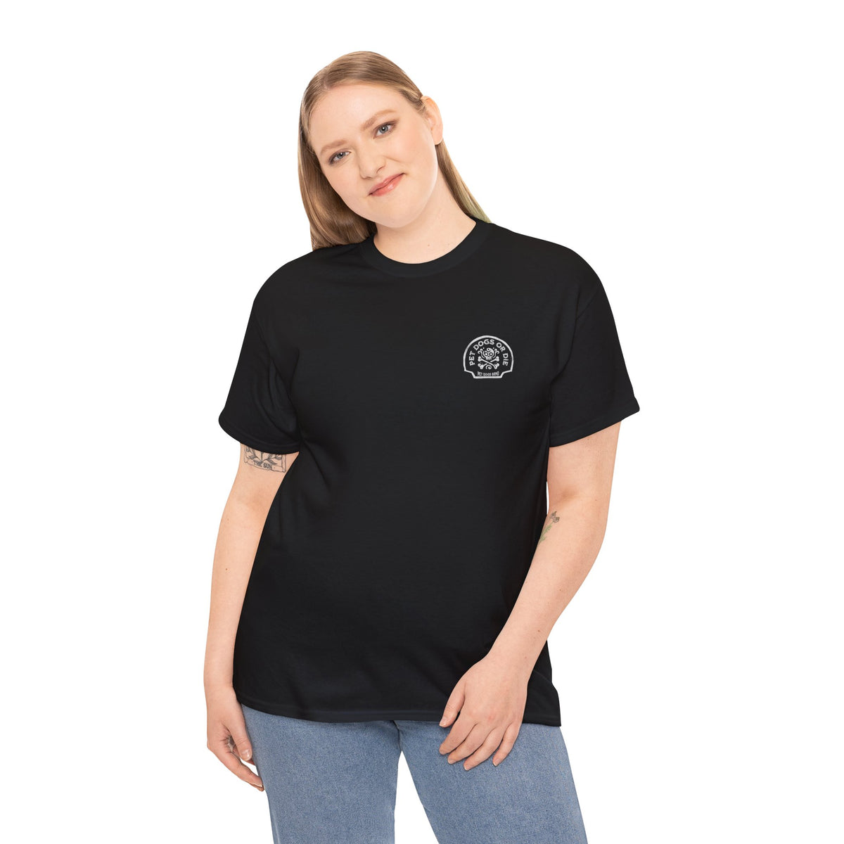 PET DOGS OR DIE White Logo Unisex Heavy Cotton Tee